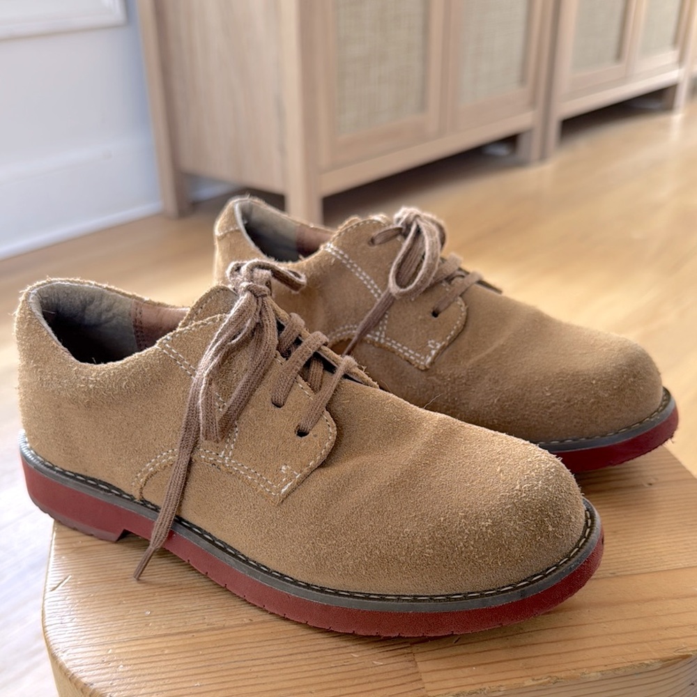 SPERRY Boys Brown Suede Leather Oxford Loafers Preppy Casual Church Easter 13.5W